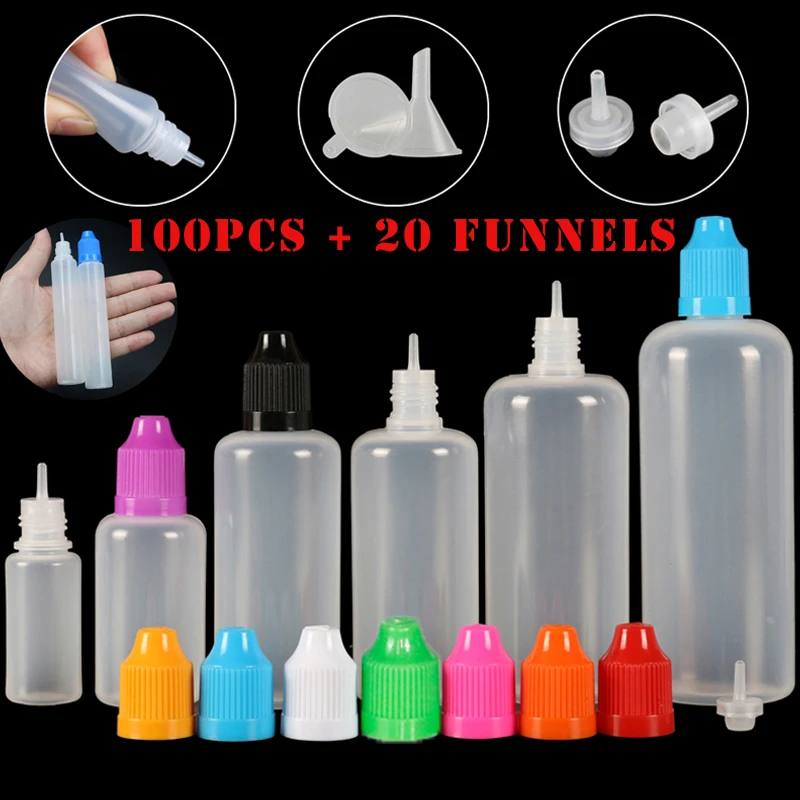Juice Bottle Dropper - 100Pcs/3/5/10/15/20/30/50/100/120Ml trống LDPE Nhựa Squeezable E
