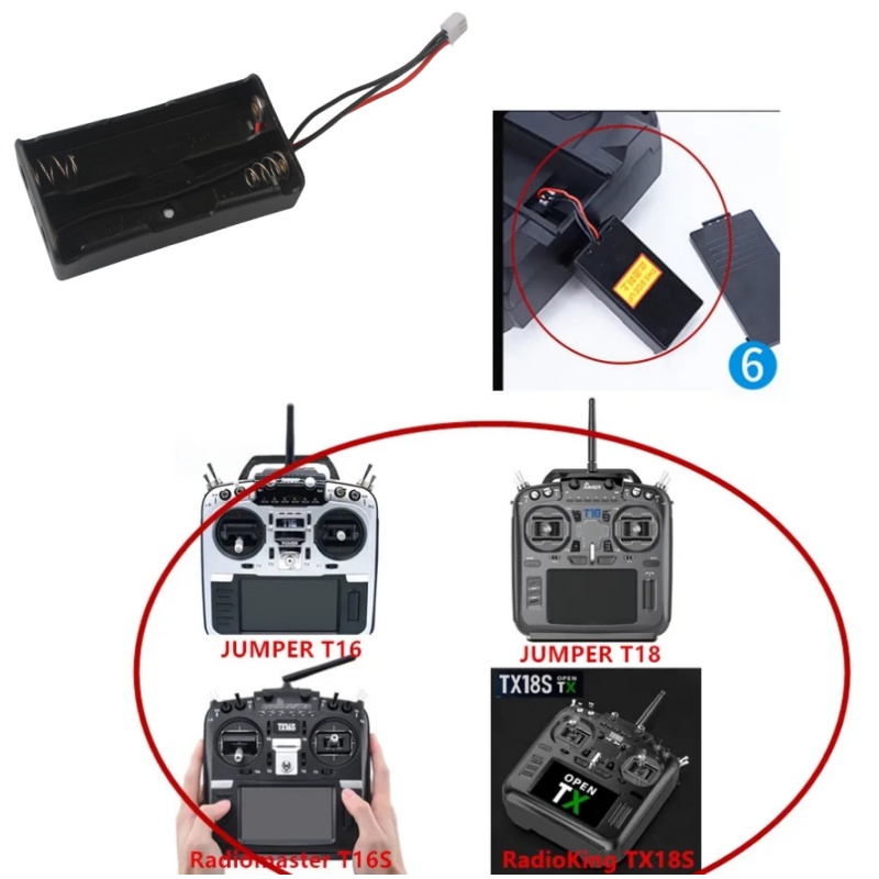 RadioMaster TX16S 2S 18650 Bat - đánh giá và giá Battery Case Storage